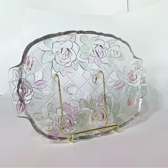 Other - Vintage Floral Glass Plate